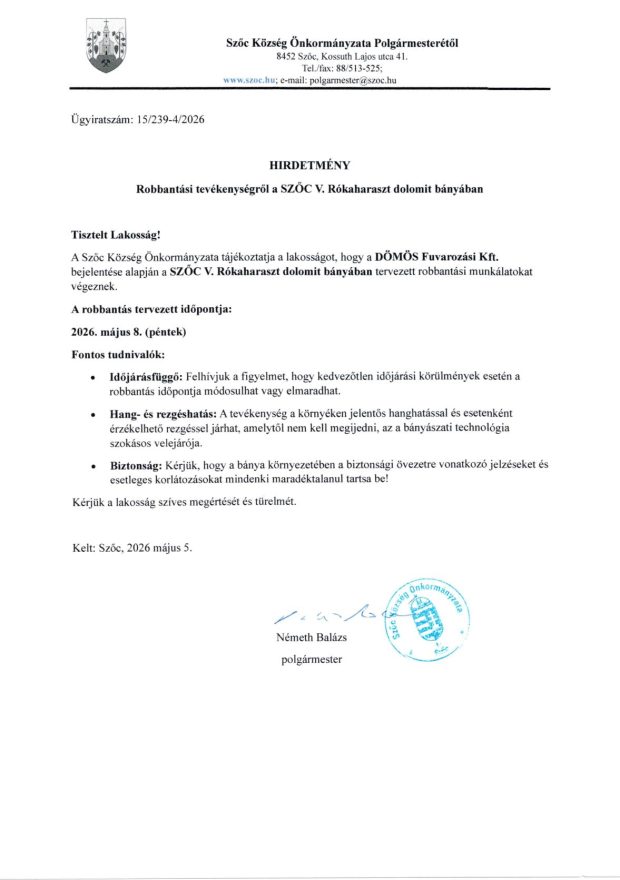 Hírdetmény Dömös-1